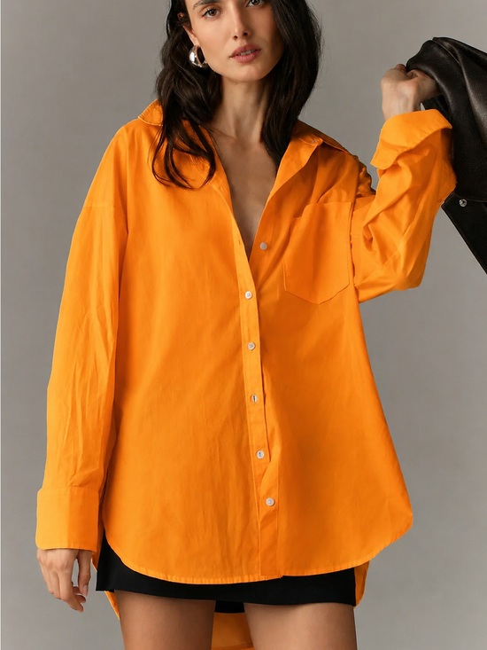 Anthropologie Tops - Anthropologie Maeve Oversized Button Down Top Size XS  Orange